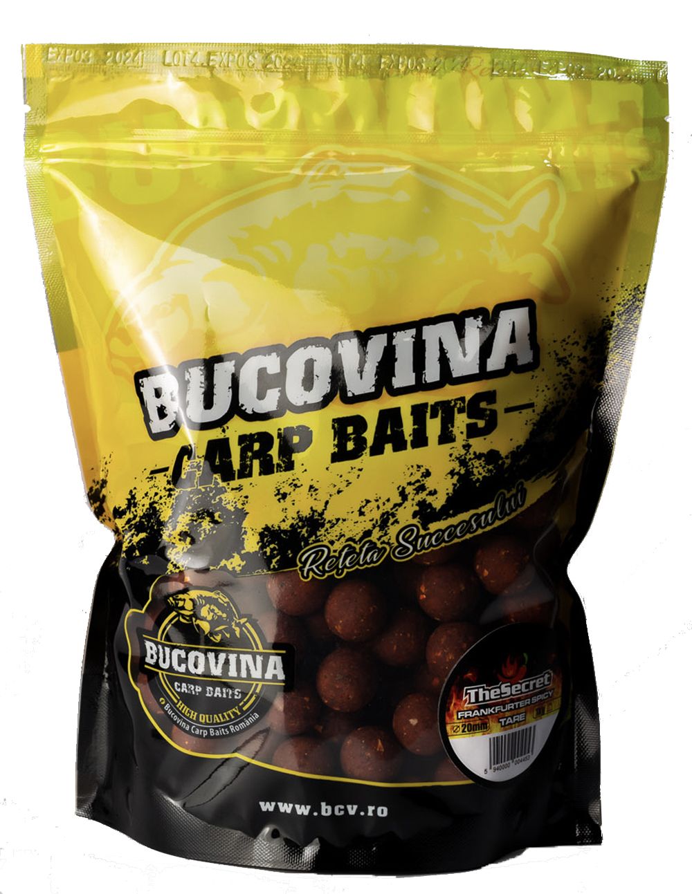 Bucovina Baits Boilies Soluble The Secret Frankfurter Spicy 20mm 1kg - Imagen 2