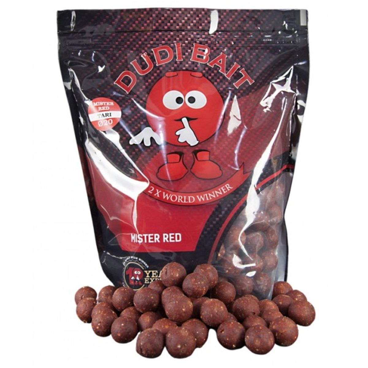 Dudi Baits Boilies Mister Red Super Hot Soluble 20mm 1kg - Imagen 2