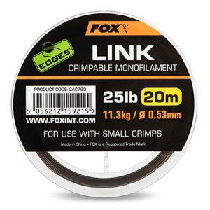 Fox Edges Link Crimpable Monofilament Trans Khaki 25lb 0.53mm 20m