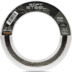 Fox Soft Steel Fleck Camo Leader 35lb 15.9kg 0.50mm x 100m