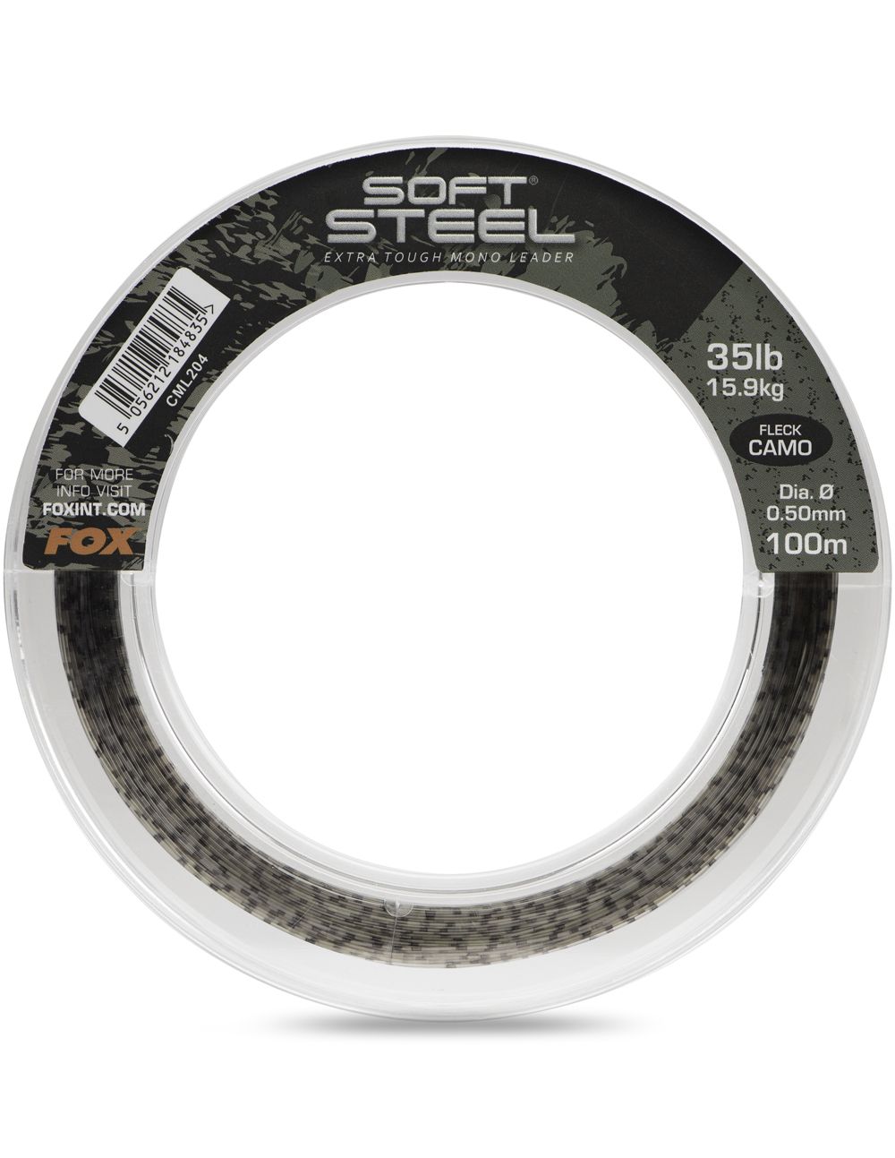 Fox Soft Steel Fleck Camo Leader 35lb 15.9kg 0.50mm x 100m - Imagen 2