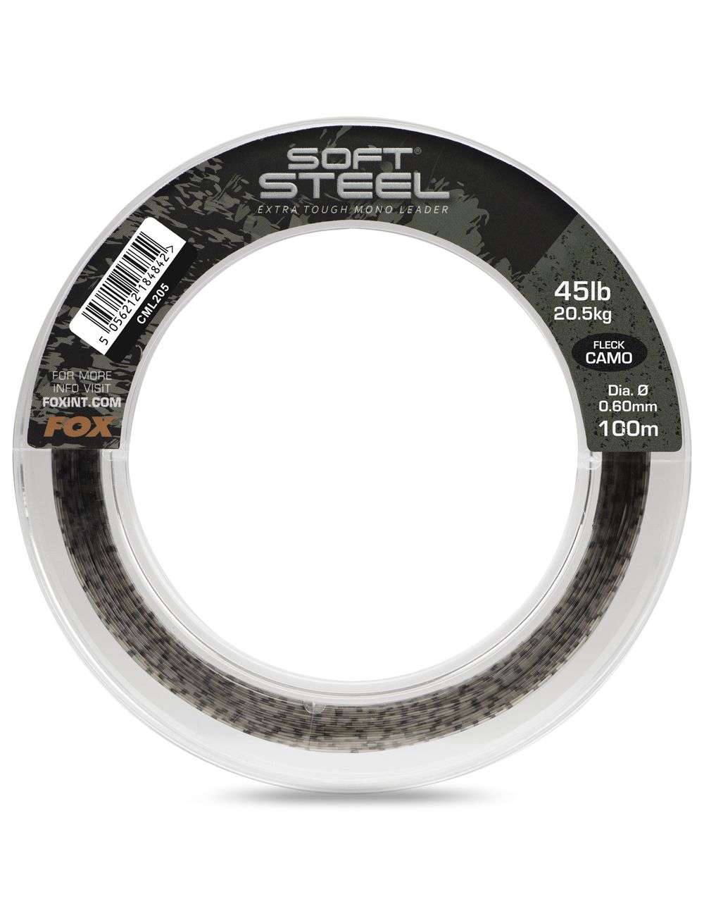 Fox Soft Steel Fleck Camo Leader 45lb 20.5kg 0.60mm x 100m - Imagen 2
