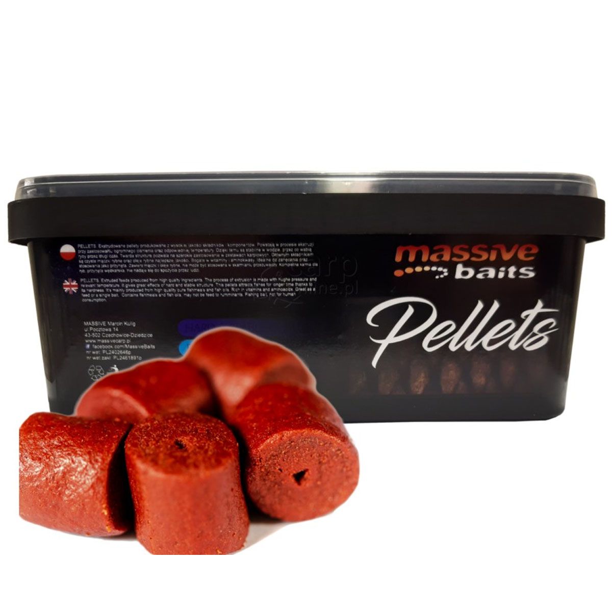 Massive Baits Red Marine Halibut & Krill Pellet 14mm 750gr - Imagen 3