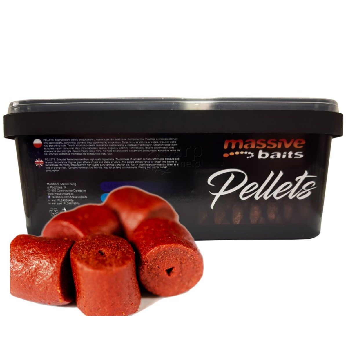 Massive Baits Red Marine Halibut & Krill Pellet 20mm 750gr - Imagen 3