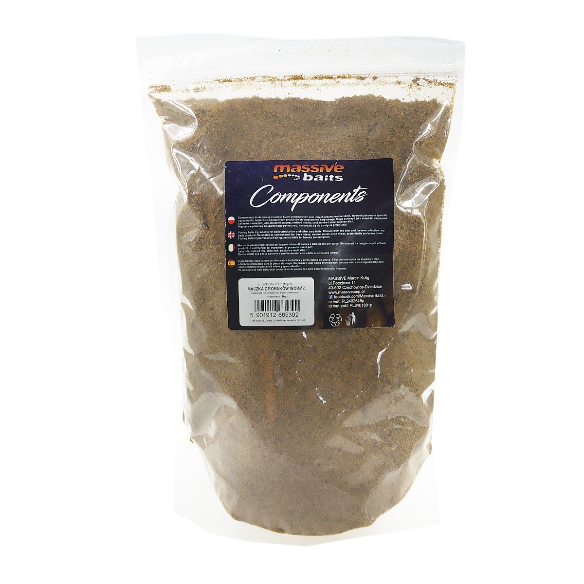 Massive Baits Wormz Powder Meal 1kg - Imagen 3