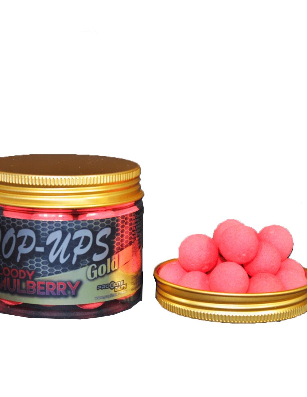 Pro Elite Baits Bloody Mulberry Gold Natural Pop Ups Rosa 20mm - Imagen 2