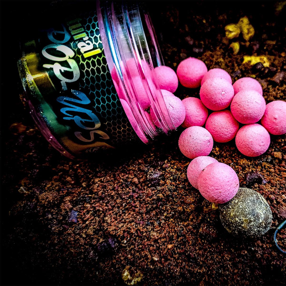 Pro Elite Baits Gold Floro Rosa Pop Up Antartic Krill 14mm 50ml - Imagen 3