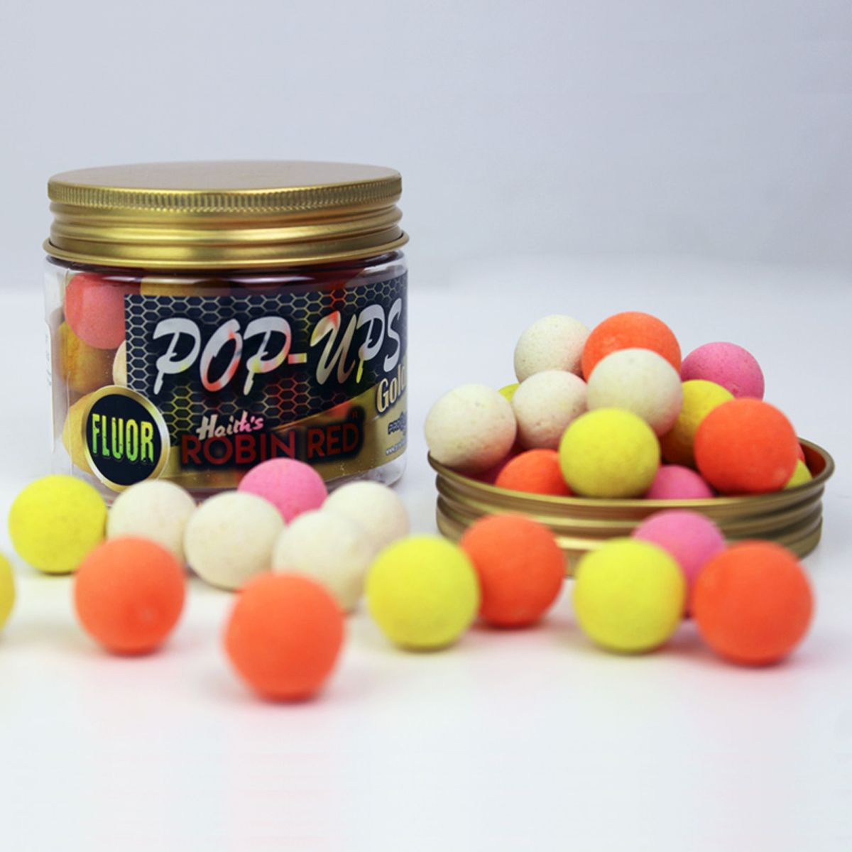 Pro Elite Baits Robin Red Gold Fluor Pop Ups 14mm 50gr - Imagen 3