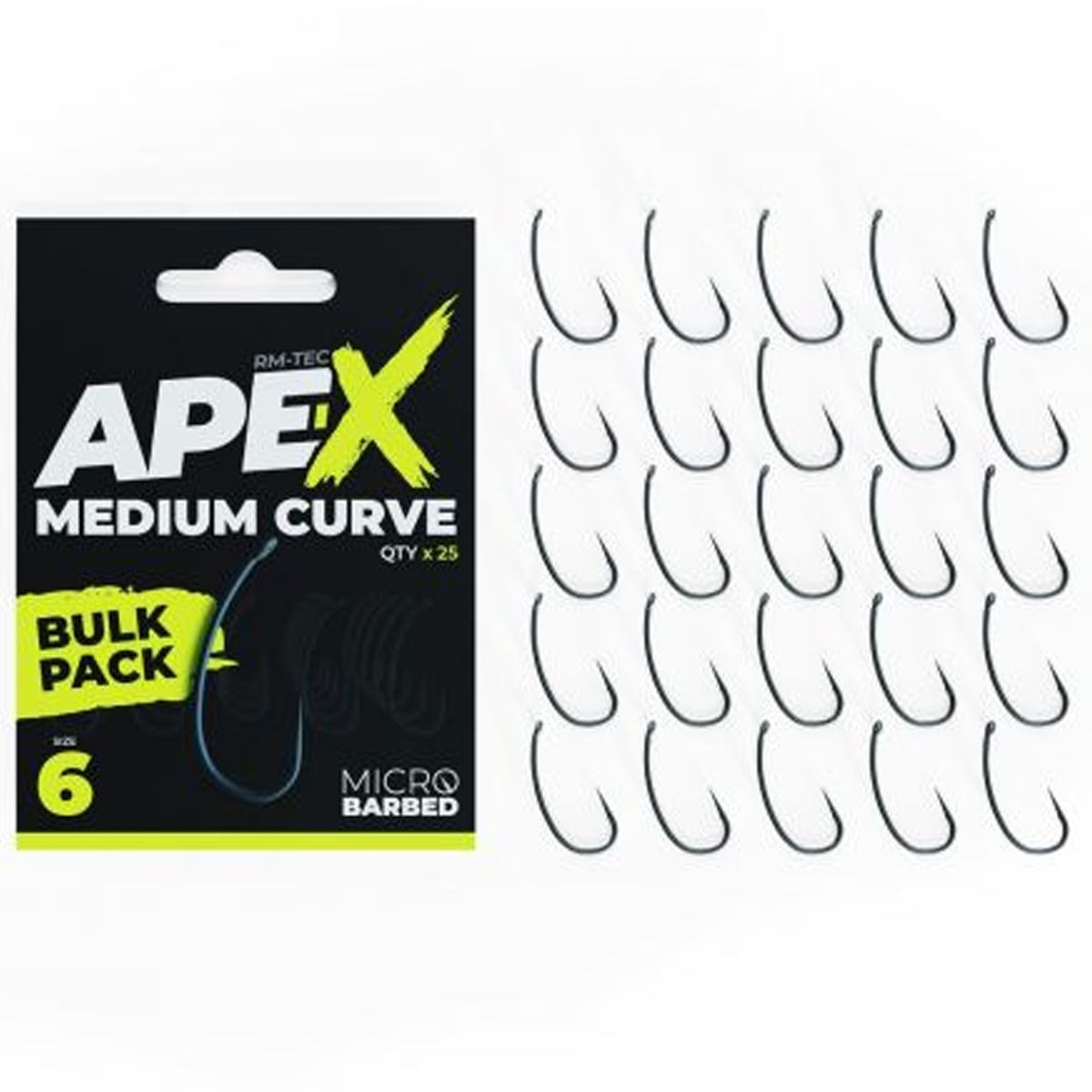 RidgeMonkey Pack 25uds Ape-X Medium Curve Barbed Bulk Nº6 - Imagen 2